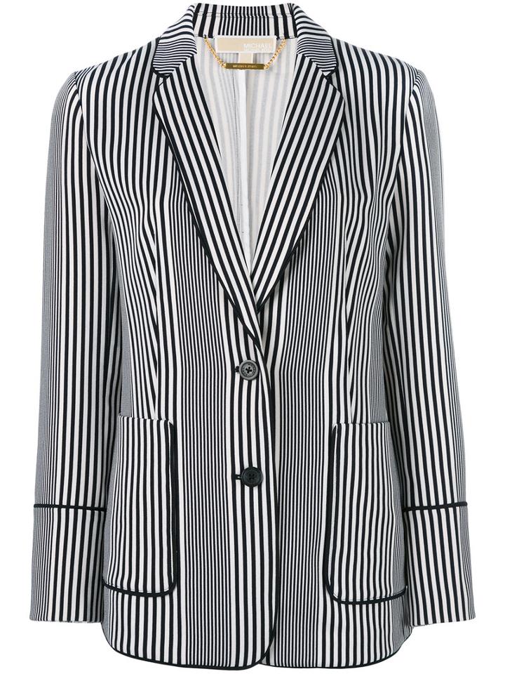 Michael Michael Kors - Striped Blazer - Women - Polyester/spandex/elastane - 4, Blue, Polyester/spandex/elastane
