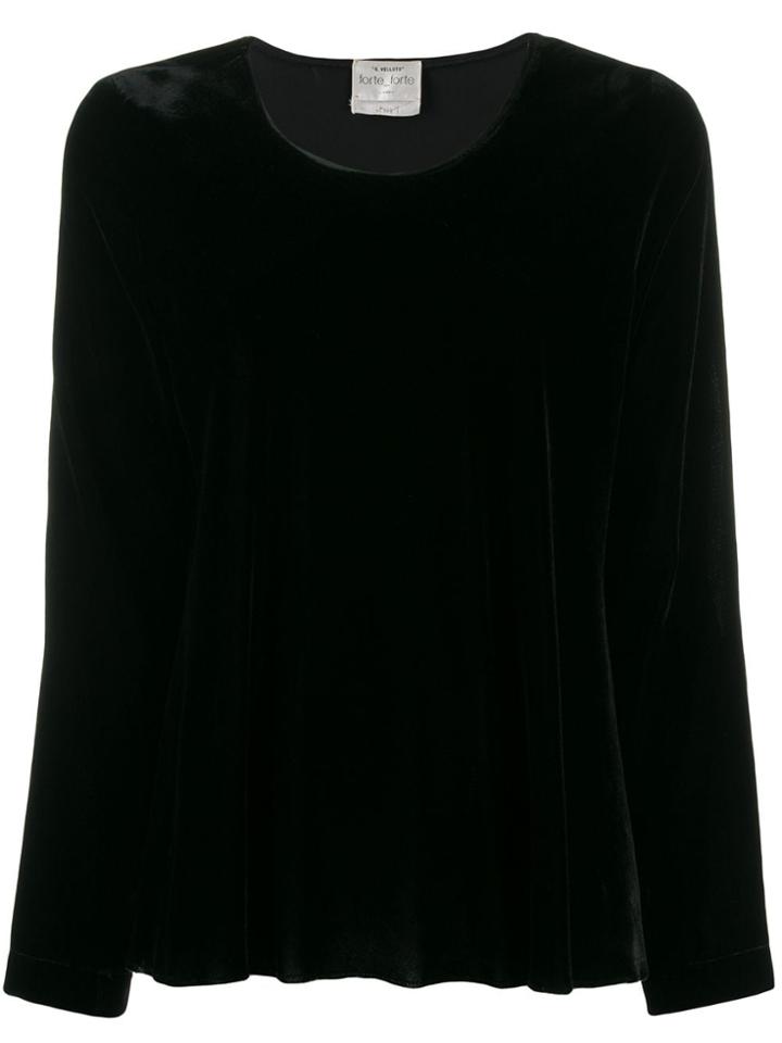 Forte Forte Long Sleeved Velvet Blouse - Black