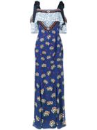 Mary Katrantzou Canasta Cold-shoulder Maxi Dress - Blue