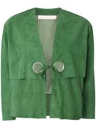 Drome - Cropped Eyelet Jacket - Women - Goat Skin/acetate/cupro - S, Green, Goat Skin/acetate/cupro