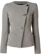 Emporio Armani Houndstooth Pattern Jacket, Women's, Size: 40, White, Cotton/polyester/viscose
