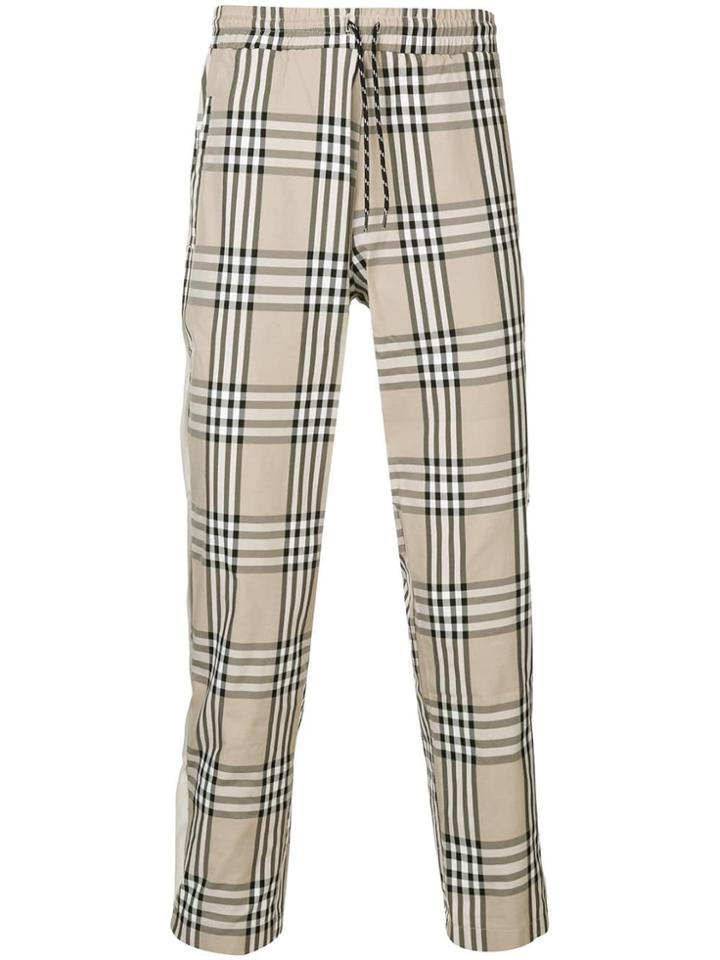 Andrea Crews Checked Tapered Trousers - Neutrals