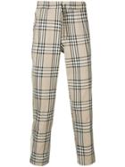 Andrea Crews Checked Tapered Trousers - Neutrals