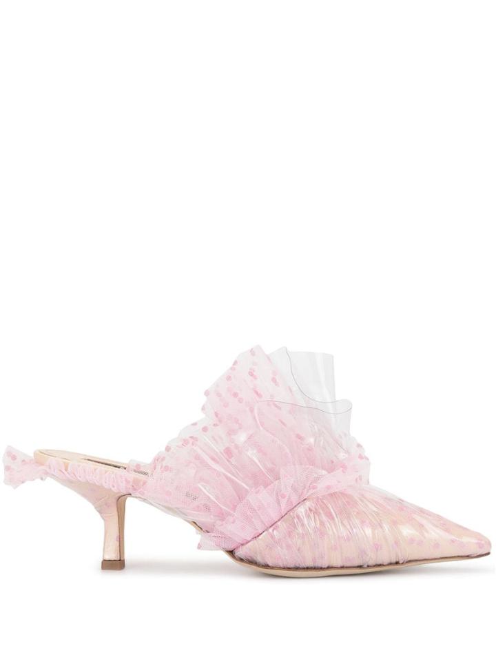 Midnight 00 Polka Dot Tulle Mules - Pink