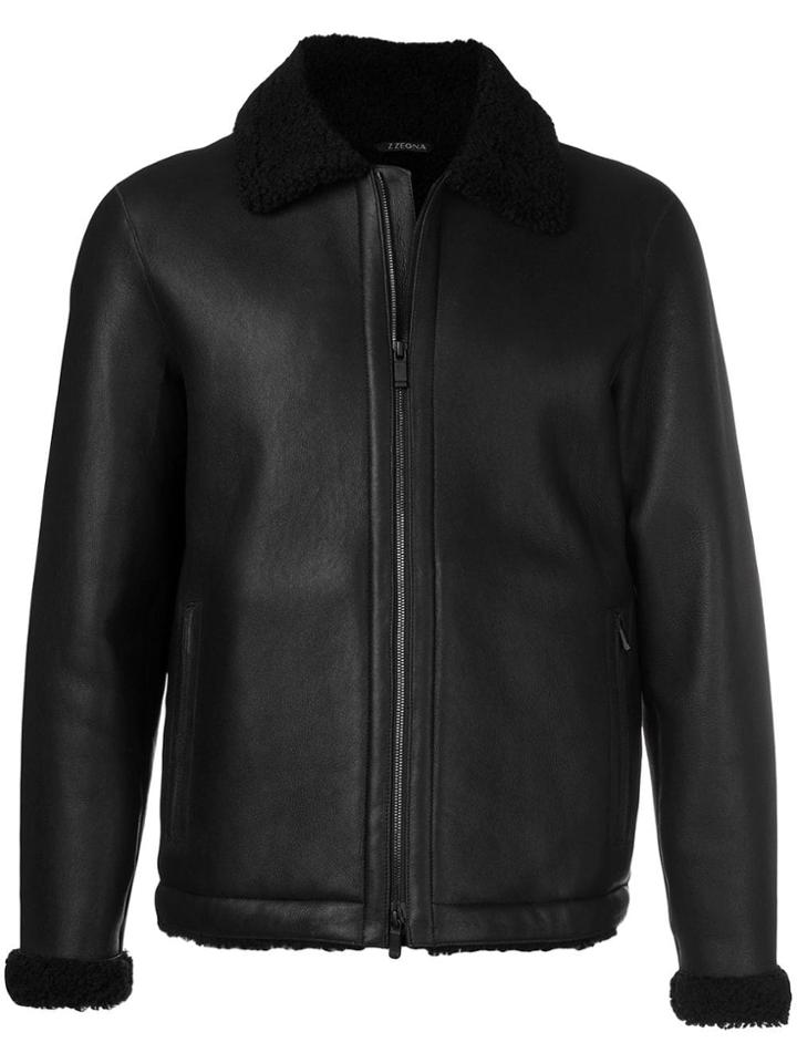 Z Zegna Fitted Zipped Jacket - Black
