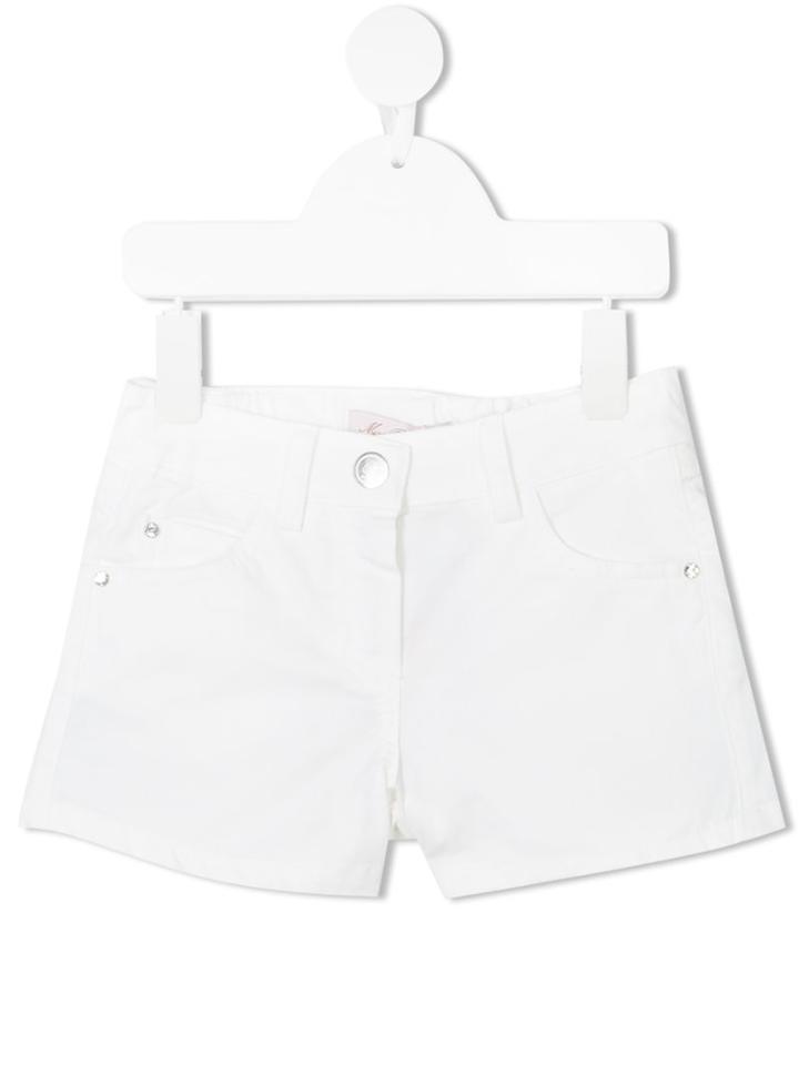 Miss Blumarine - Denim Shorts - Kids - Cotton/spandex/elastane - 6 Yrs, White