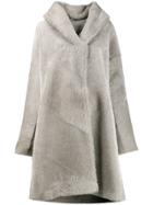 Liska Hooded Fur Coat - Grey
