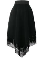 Dolce & Gabbana Crepe Fringed Skirt - Black