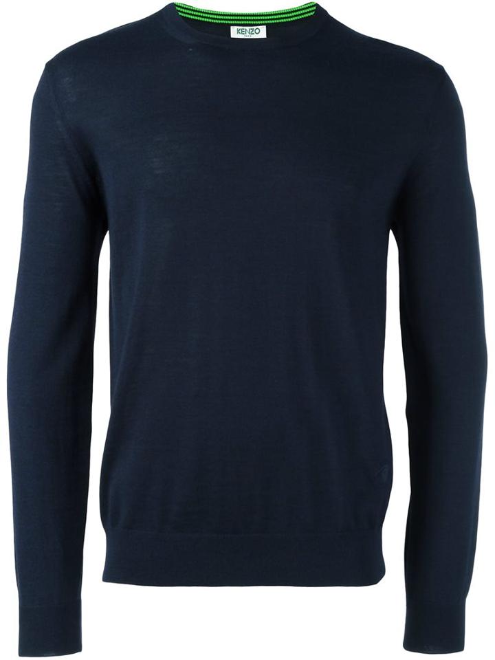Kenzo Crew Neck Jumper, Men's, Size: Medium, Blue, Wool