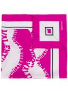 Valentino Logo Embroidered Scarf - Pink & Purple
