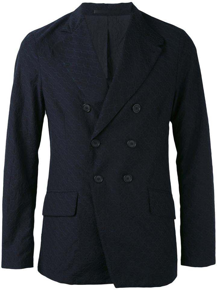 Giorgio Armani - Embroidery Blazer - Men - Cotton/polyester/cupro/virgin Wool - 50, Blue, Cotton/polyester/cupro/virgin Wool