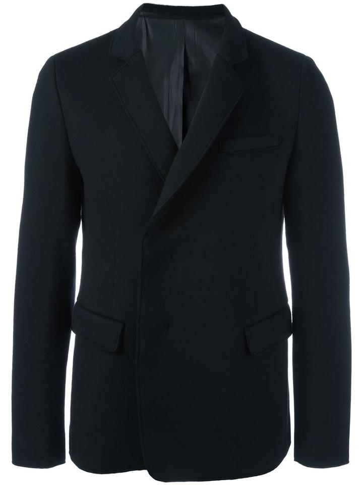 Wooyoungmi Concealed Fastening Blazer Jacket, Men's, Size: 48, Black, Nylon/polyester/rayon/wool