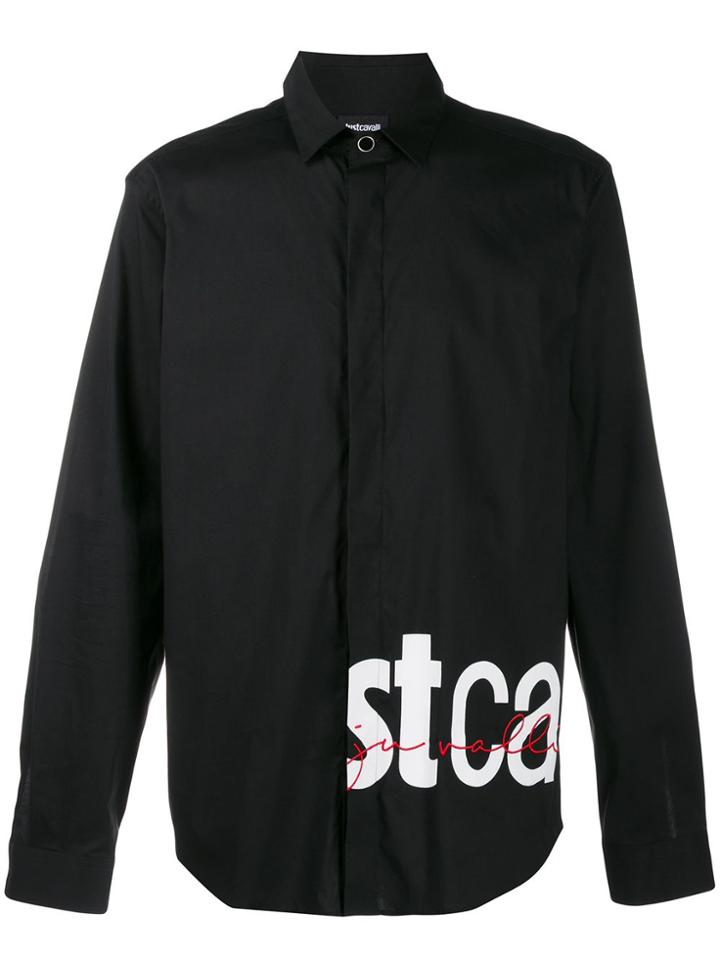 Just Cavalli Logo Print Tailored Shirt - Black