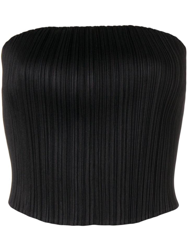 Pleats Please By Issey Miyake Strapless Crop Top - Black