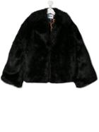 Msgm Kids Teen Faux-fur Oversized Jacket - Black