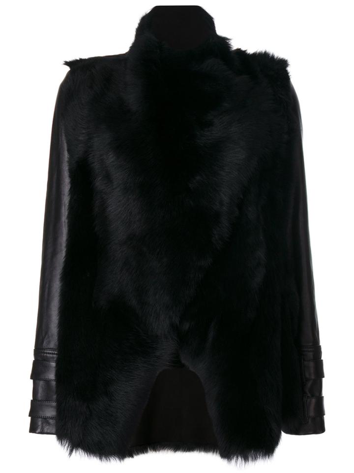 Plein Sud Panelled Fur Jacket - Black