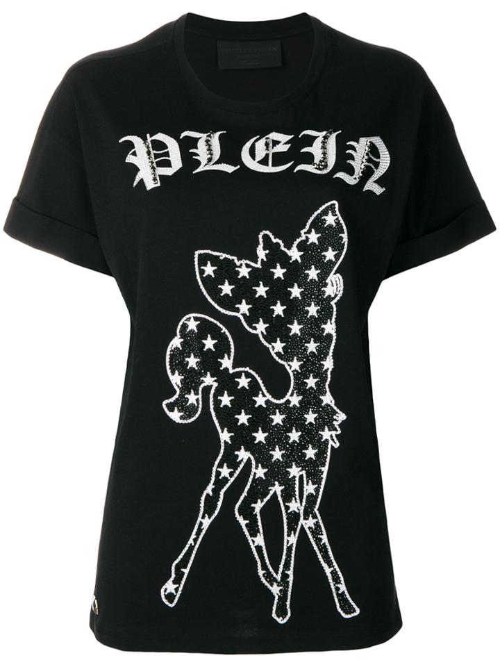 Philipp Plein Deer Motif T-shirt - Black
