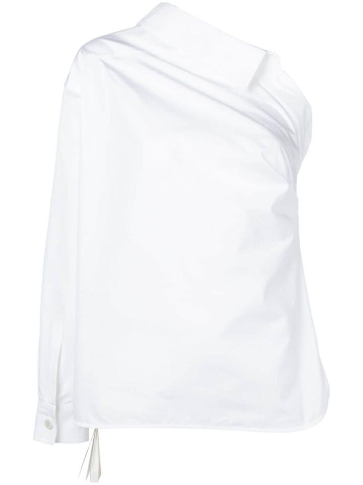 Max Mara One Shoulder Poplin Shirt - White