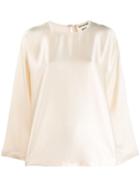 Semicouture Flared Long-sleeve Blouse - Neutrals