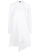 Jil Sander Navy Asymmetric Hem Shirt Dress - White