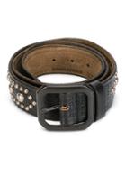 Dsquared2 Studded Embossed Belt, Men's, Size: 90, Black, Calf Leather/metal (other)