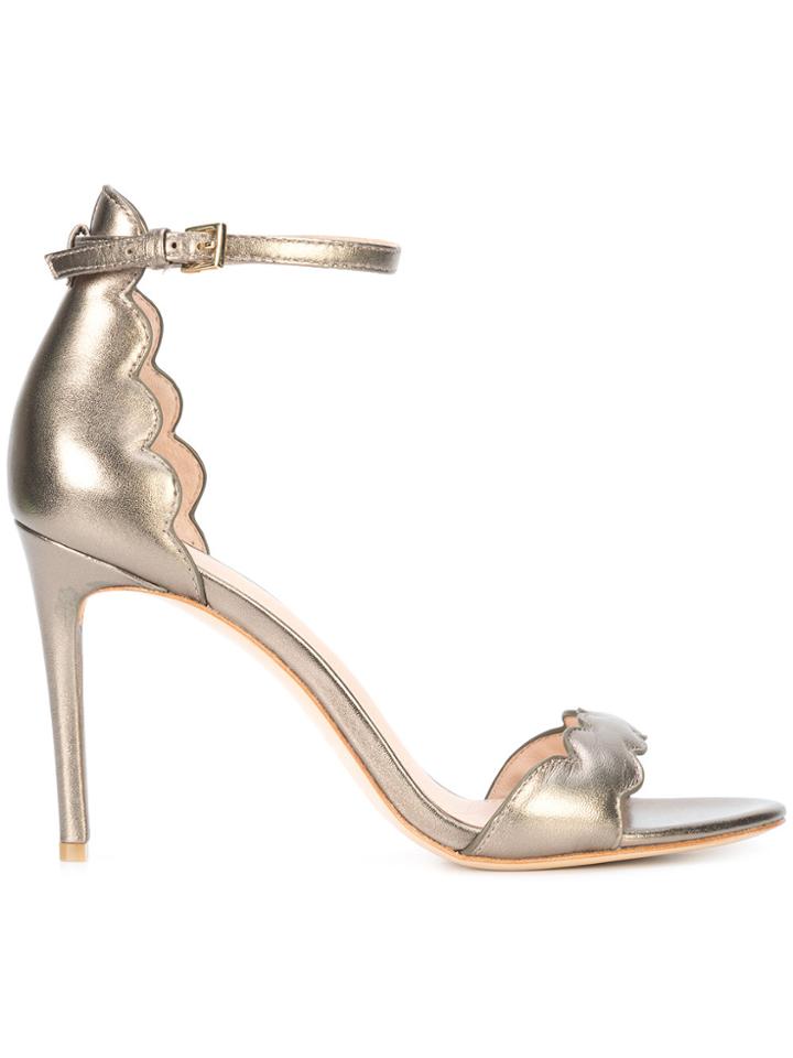 Rachel Zoe Scalloped Open Toe Sandals - Metallic