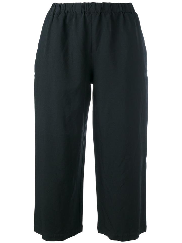 Comme Des Garçons Comme Des Garçons - Wide Leg Cropped Trousers - Women - Polyester - Xs, Women's, Black, Polyester