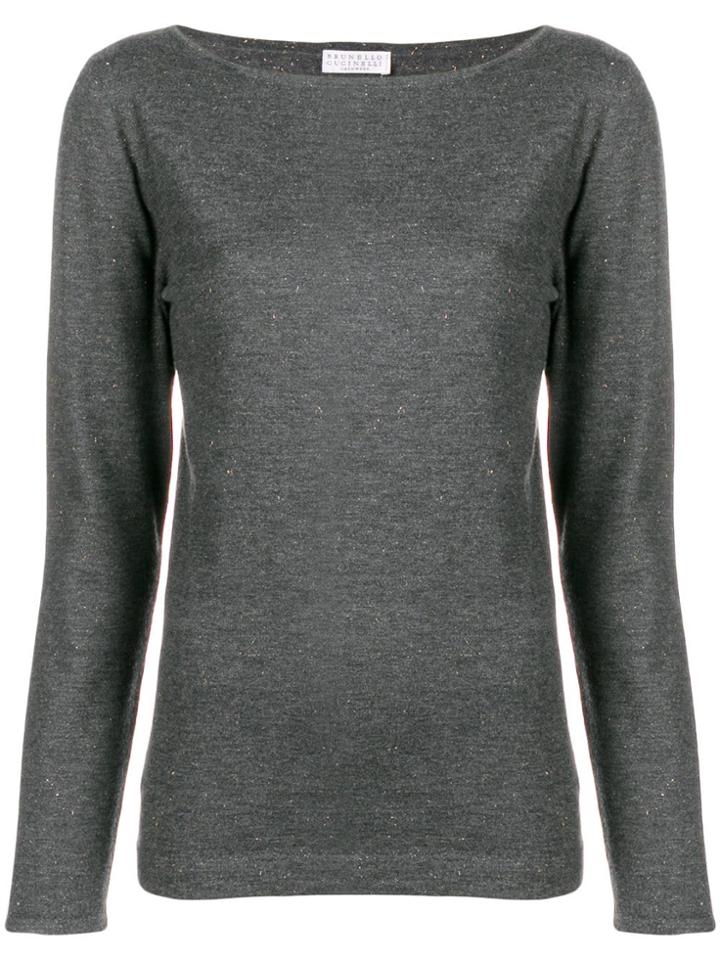 Brunello Cucinelli Glitter Slim Fit Top - Grey