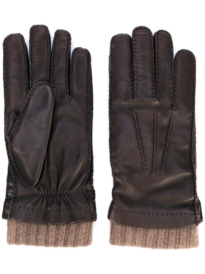 Loro Piana - Rib Cuff Gloves - Men - Lamb Skin/cashmere - L, Brown, Lamb Skin/cashmere