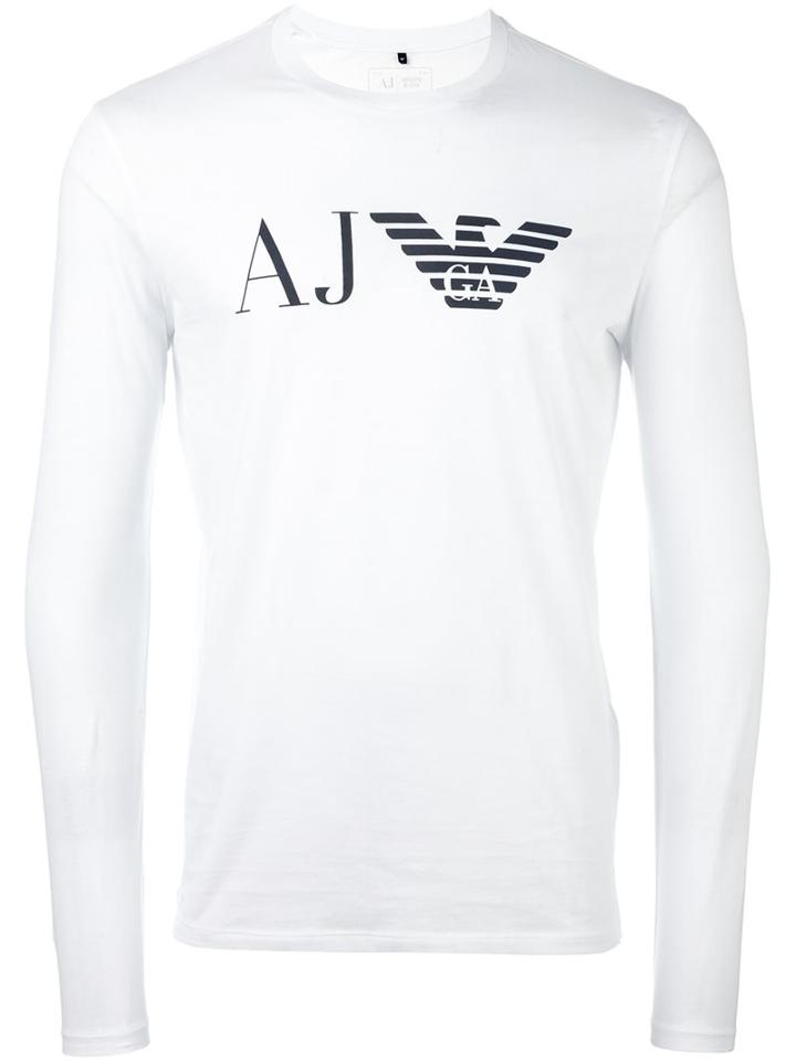 Armani Jeans Long Sleeve T-shirt, Men's, Size: Xl, White, Cotton