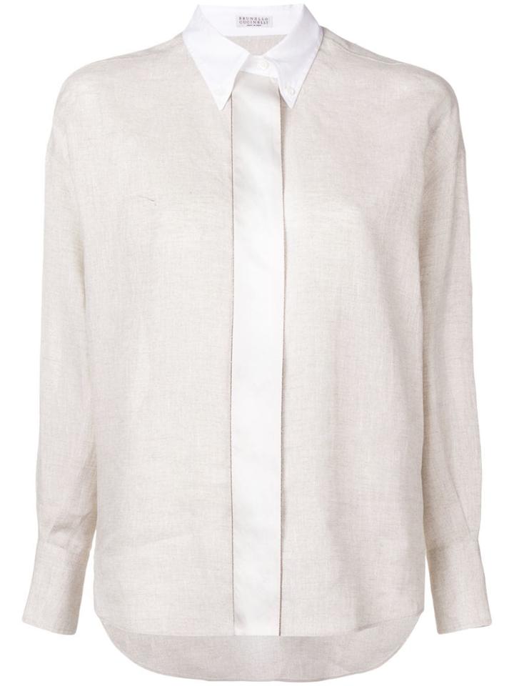 Brunello Cucinelli Contrasting Collar Shirt - Neutrals