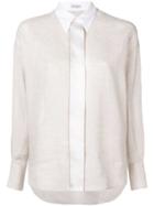 Brunello Cucinelli Contrasting Collar Shirt - Neutrals