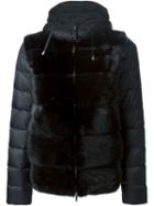 P.a.r.o.s.h. 'quarter' Fur Panel Padded Jacket, Women's, Size: Medium, Black, Feather Down/goat Skin/mink Fur/polyester