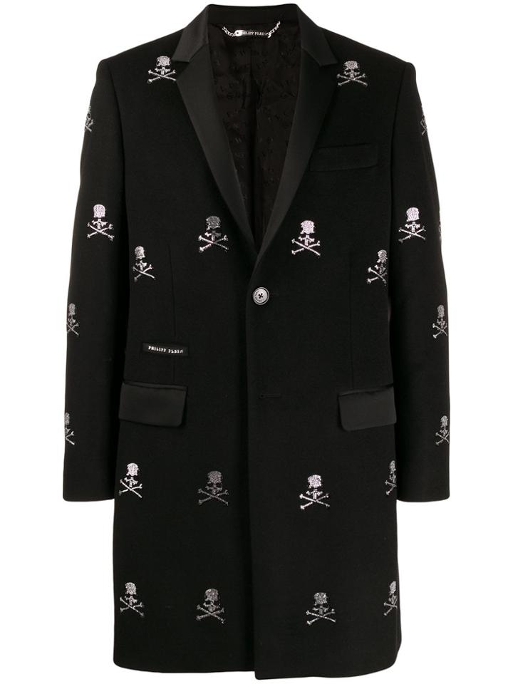 Philipp Plein Skull Print Coat - Black