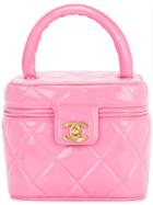 Chanel Vintage Quilted Cc Cosmetic Hand Bag Vanity - Pink & Purple