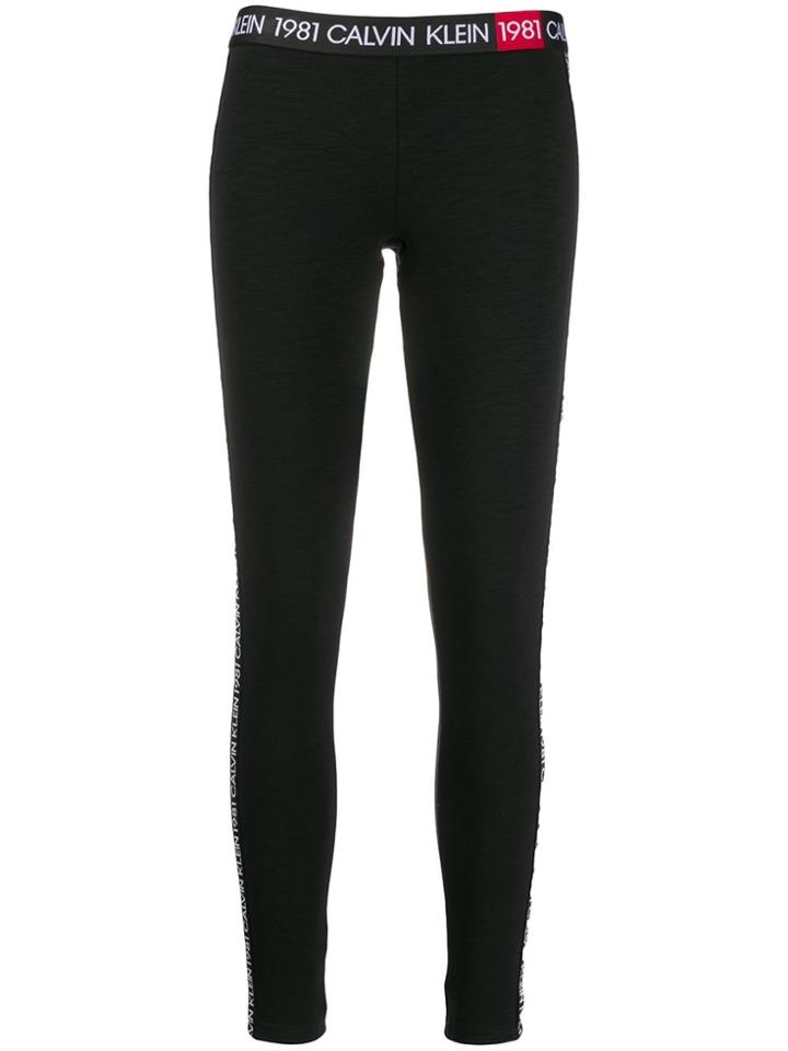 Calvin Klein Logo Stripe Leggings - Black