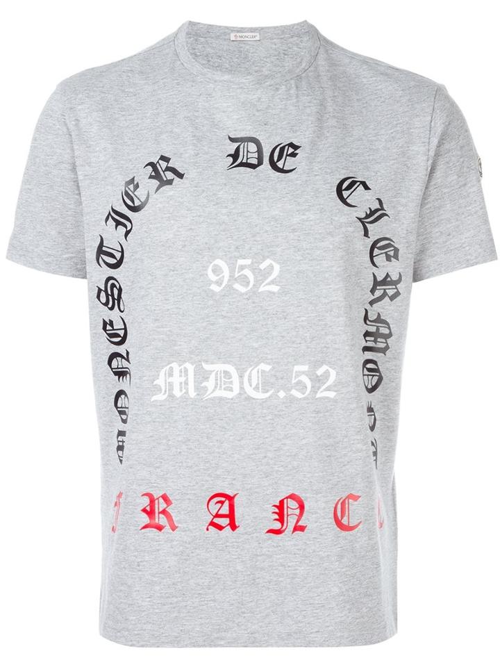 Moncler Printed T-shirt, Men's, Size: Medium, Grey, Cotton