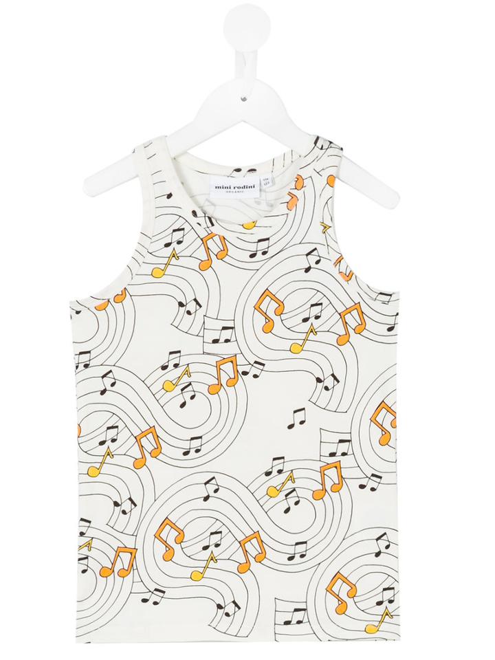 Mini Rodini - Music Tank - Kids - Organic Cotton/spandex/elastane - 9 Yrs, White