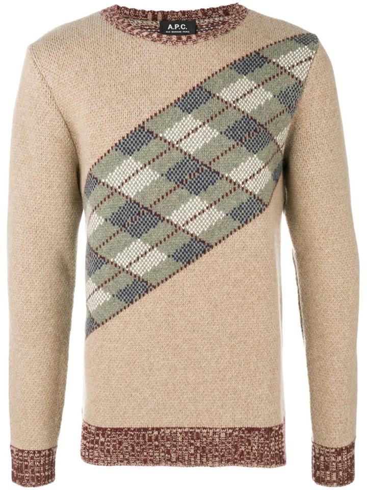 A.p.c. Knit Argyle Sweater - Brown