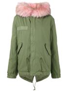 Mr & Mrs Italy Short Green Pink Fur Trim Parka