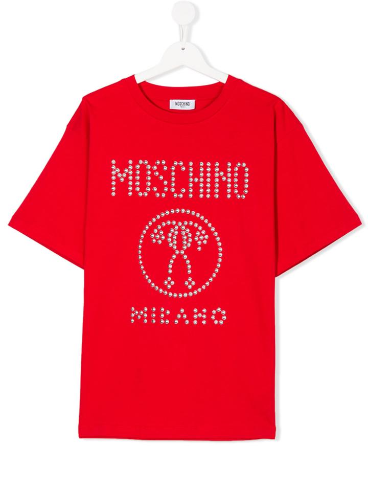 Moschino Kids Logo Studded T-shirt - Red