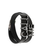 Saint Laurent Crystal Embellished Double Bracelet - Black