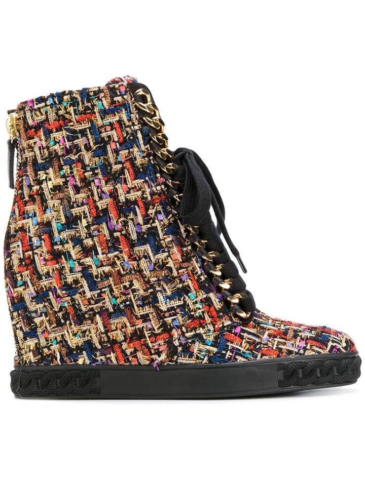 Casadei Tweed Lace-up Sneakers - Multicolour