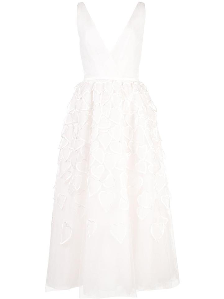 Carolina Herrera Heart Embroidered Tulle Dress - White