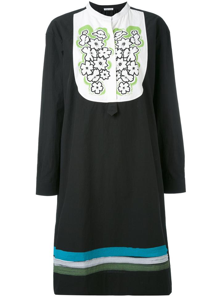 Embroidered Bib Dress - Women - Cotton - 6, Black, Cotton, Tomas Maier