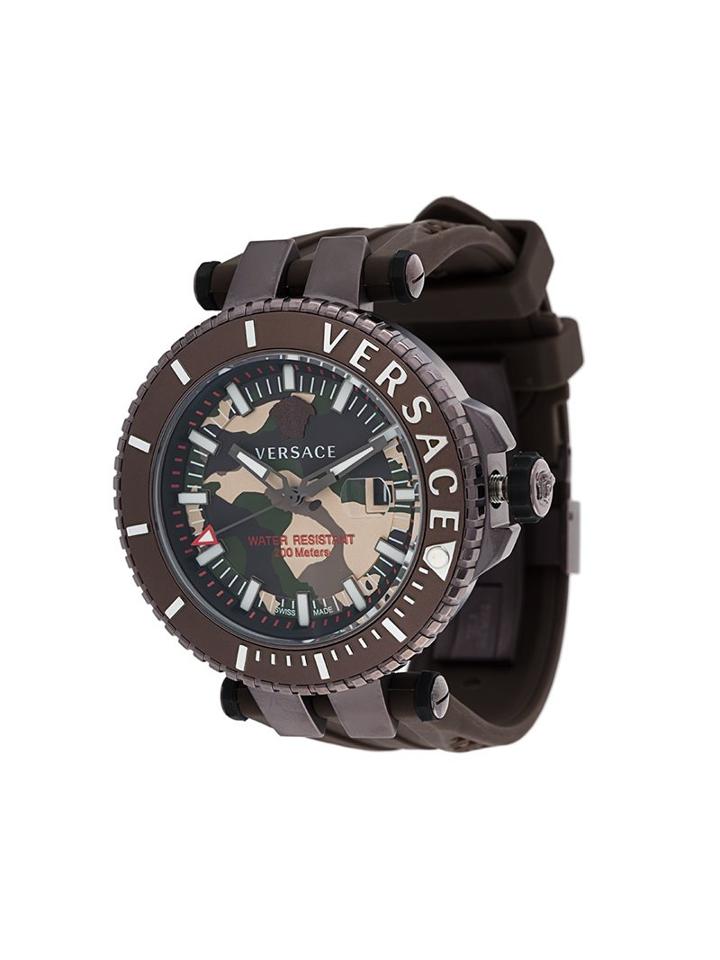 Versace 'v Race Camo Diver' Watch, Men's, Brown