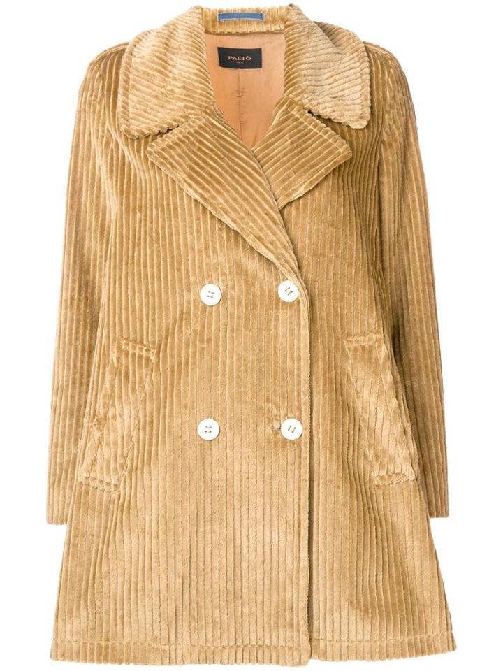 Paltò Short Double Breasted Corduroy Coat - Brown