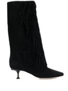 Sergio Rossi Fringed Pointed Boots - Black