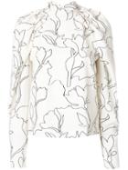 Carven Floral Print Gathered Blouse - White