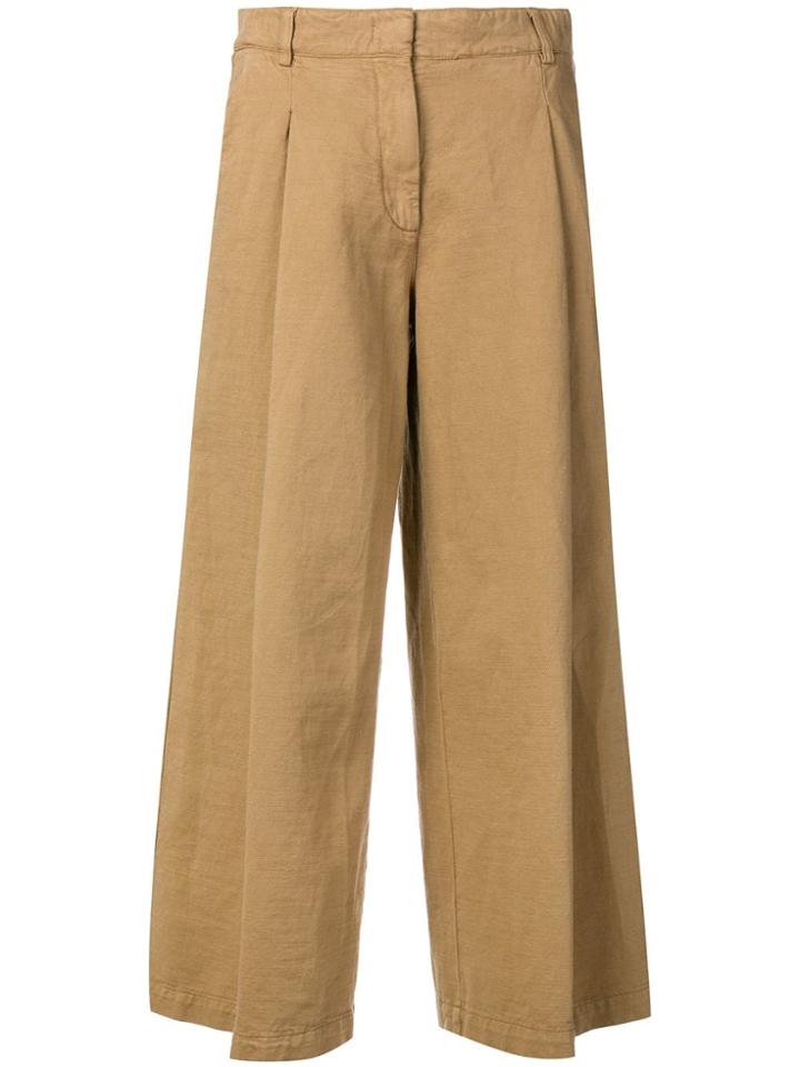 Kiltie Flared Cropped Trousers - Brown